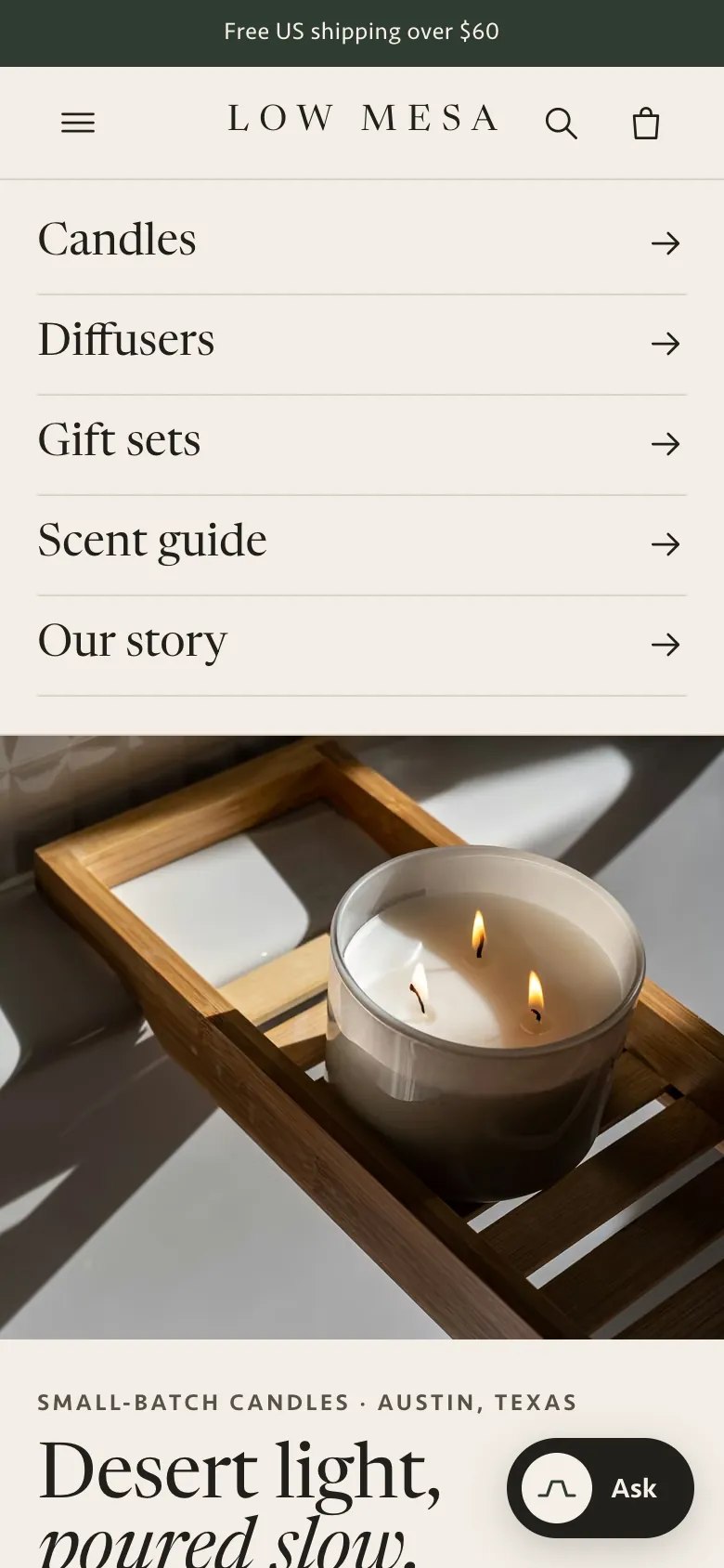 After: mobile menu