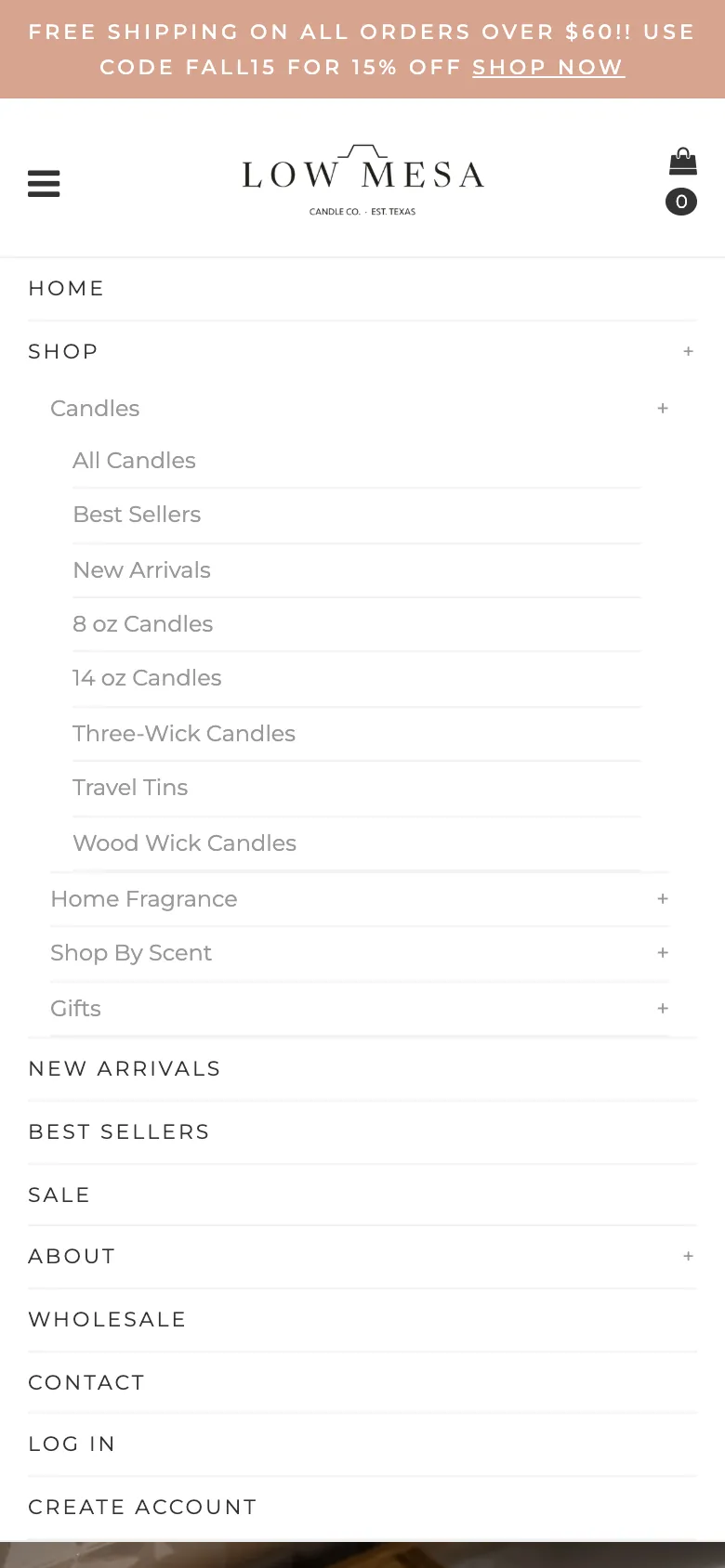 Before: mobile menu