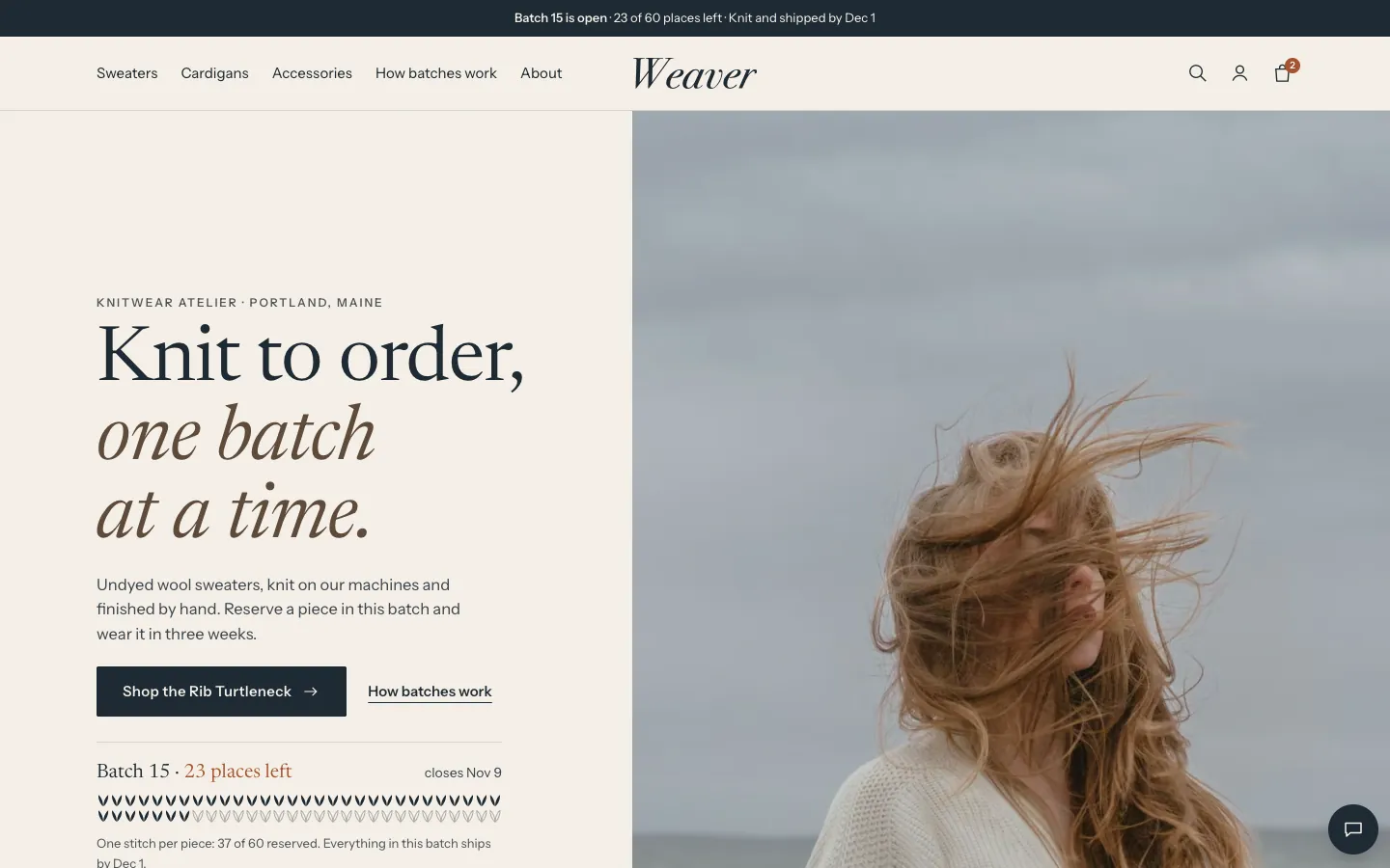 Weaver redesigned home page