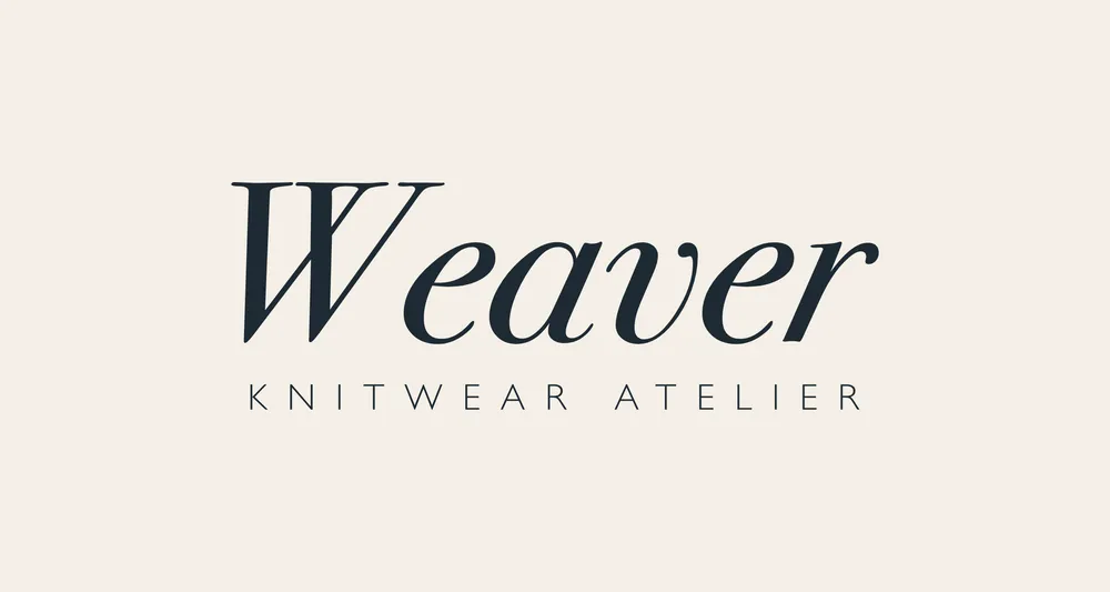 New Weaver lockup: Weaver in a Bodoni italic over Knitwear Atelier